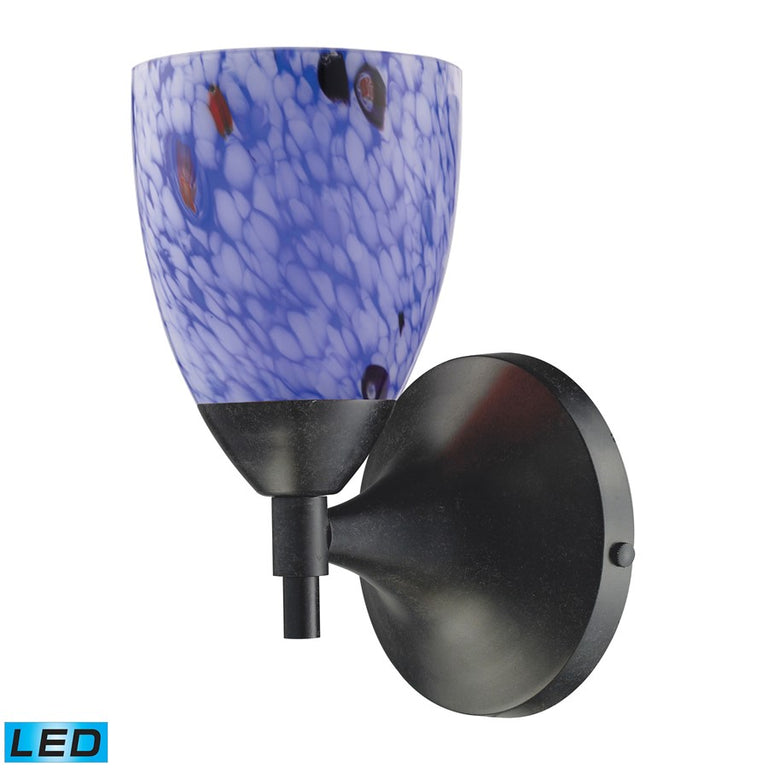 Elk Lighting Celina 1-Light Sconce, Dark Rust and Starburst Blue Glass