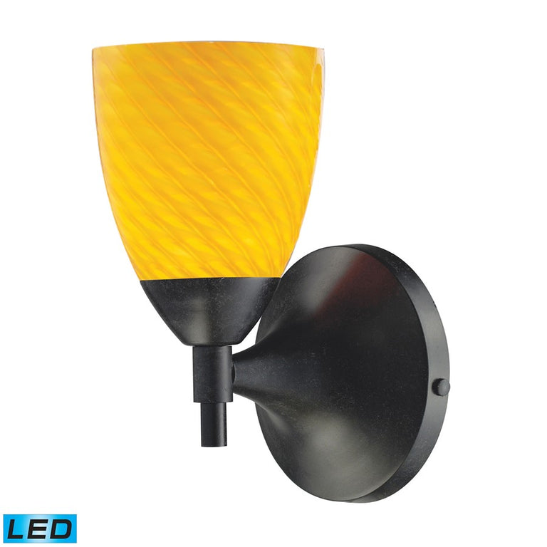 Elk Lighting Celina 1-Light Sconce in Dark Rust with Canary Glass