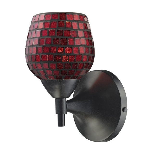Elk Lighting Celina 1-Light Sconce, Dark Rust with Copper Glass