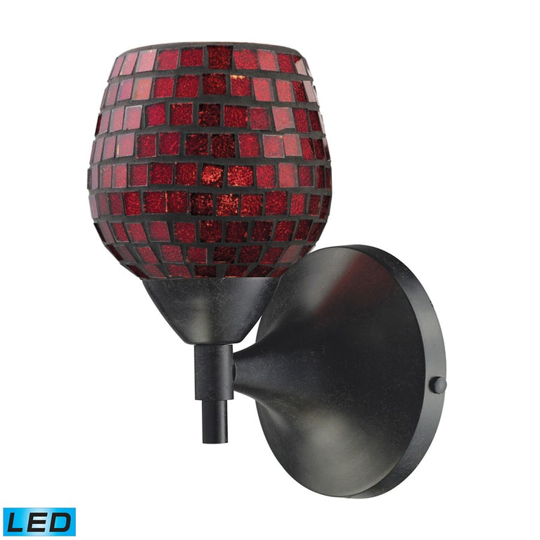 Elk Lighting Celina 1-Light Sconce, Dark Rust with Copper Glass