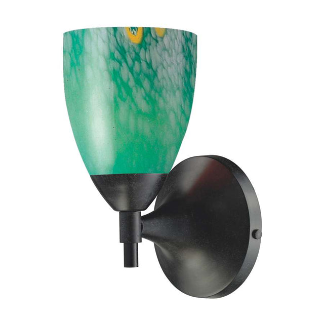 Elk Lighting Celina 1-Light Sconce in Dark Rust and Emerald Glass