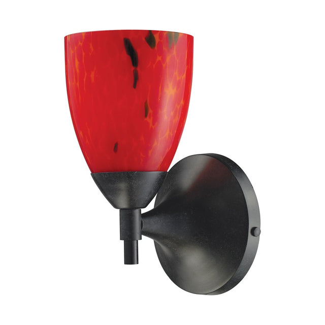Elk Lighting Celina 1-Light Sconce, Dark Rust and Fire Red Glass