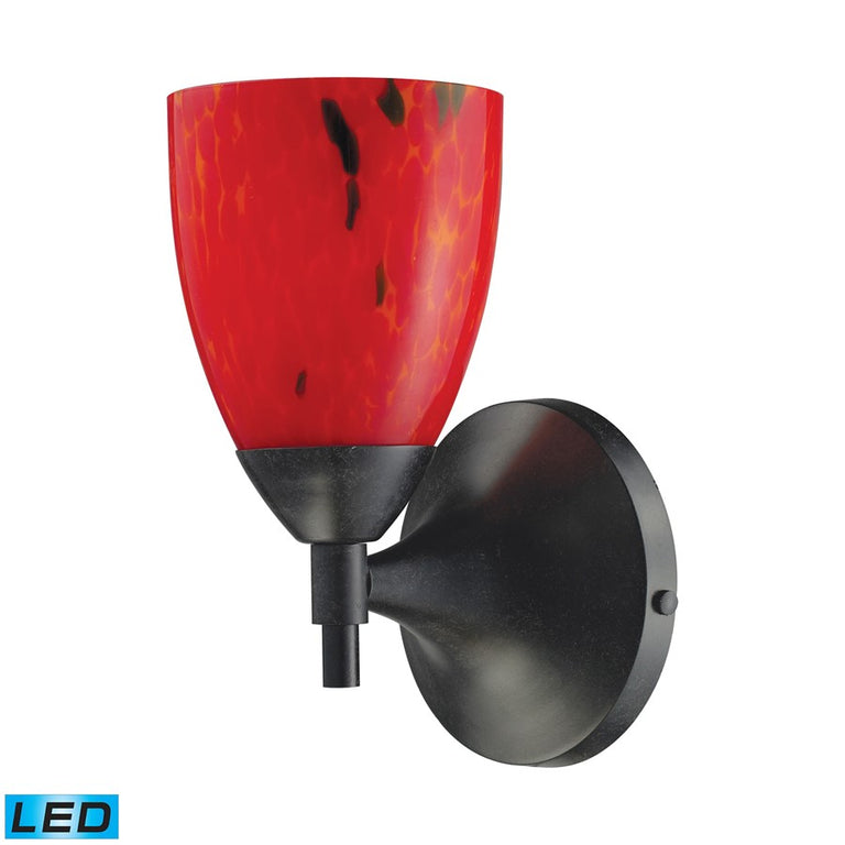 Elk Lighting Celina 1-Light Sconce, Dark Rust and Fire Red Glass