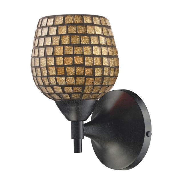 Elk Lighting Celina 1-Light Sconce in Dark Rust with Gold Glass