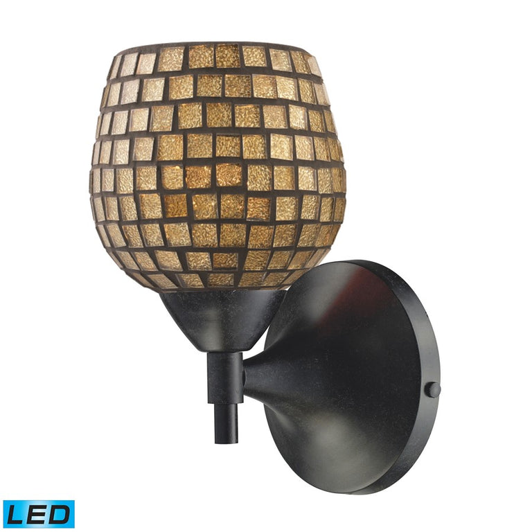 Elk Lighting Celina 1-Light Sconce in Dark Rust with Gold Glass