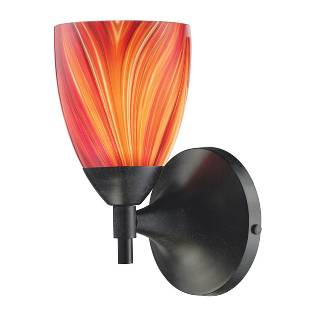 Elk Lighting Celina 1-Light Sconce in Dark Rust and Multi Glass