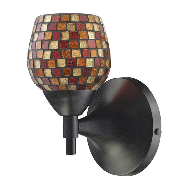 Elk Lighting Celina 1-Light Sconce, Dark Rust with Multi Fusion Glass