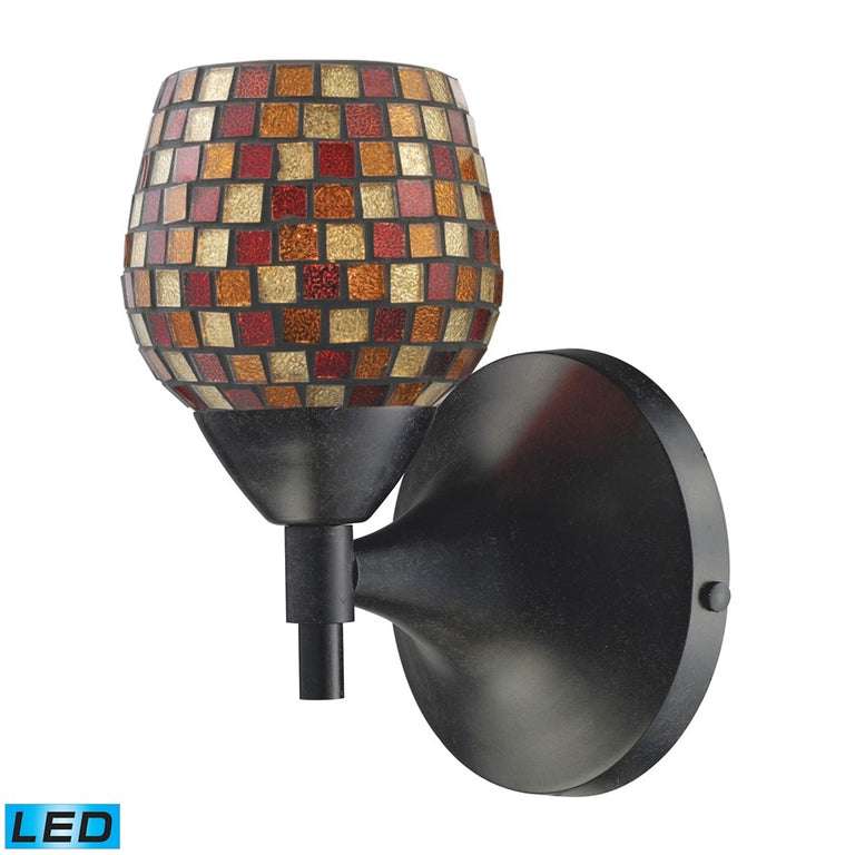 Elk Lighting Celina 1-Light Sconce, Dark Rust with Multi Fusion Glass