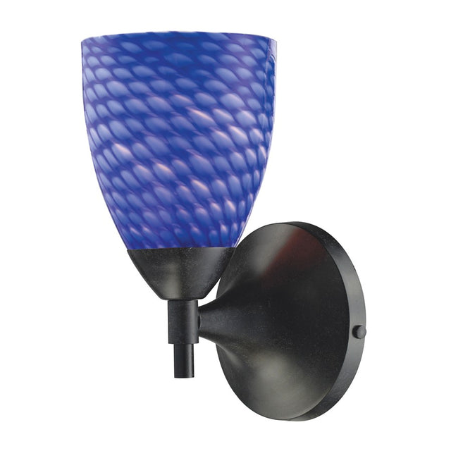 Elk Lighting Celina 1-Light Sconce, Dark Rust with Sapphire Glass