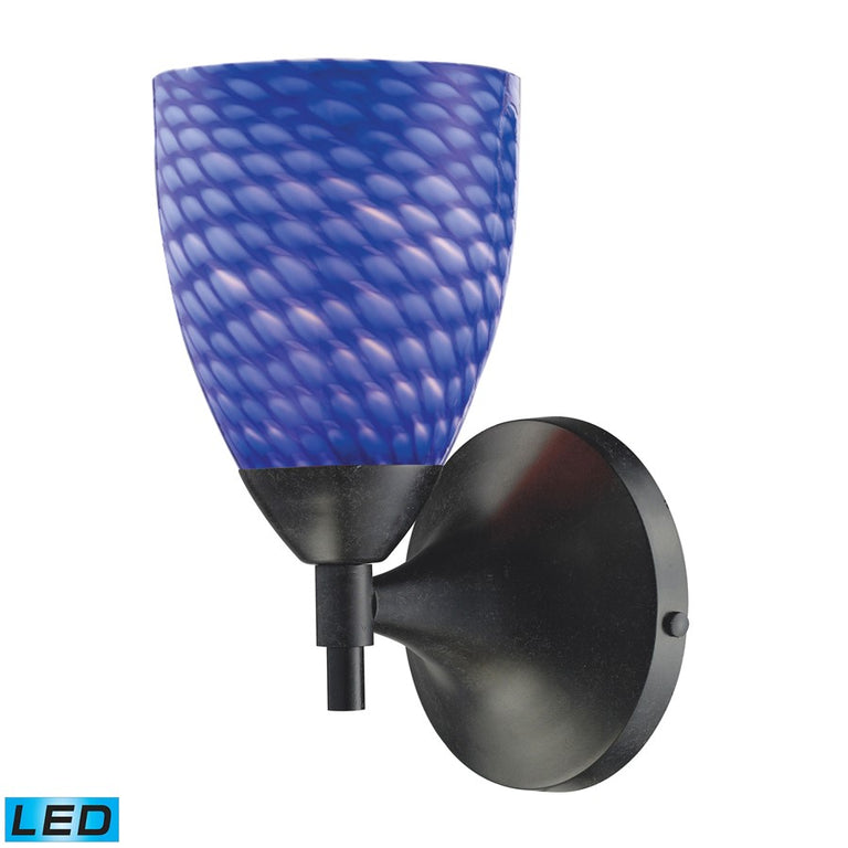 Elk Lighting Celina 1-Light Sconce, Dark Rust with Sapphire Glass