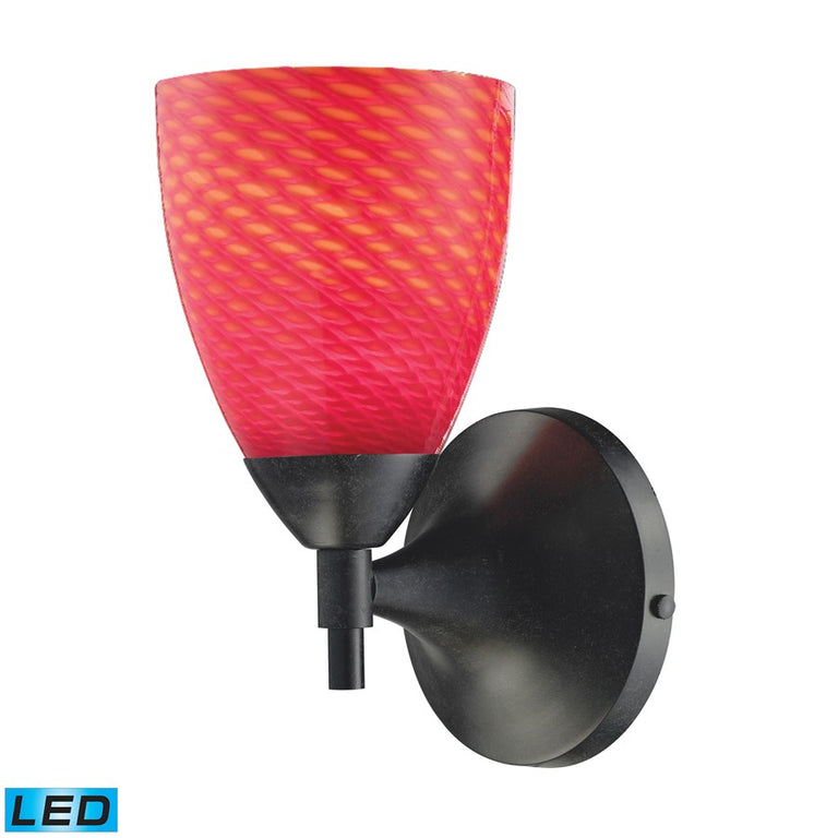 Elk Lighting Celina 1-Light Sconce Dark Rust w/ Scarlet Red Glass