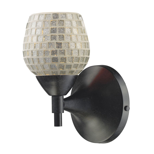 Elk Lighting Celina 1-Light Sconce, Dark Rust with Silver Glass