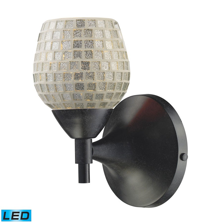 Elk Lighting Celina 1-Light Sconce, Dark Rust with Silver Glass