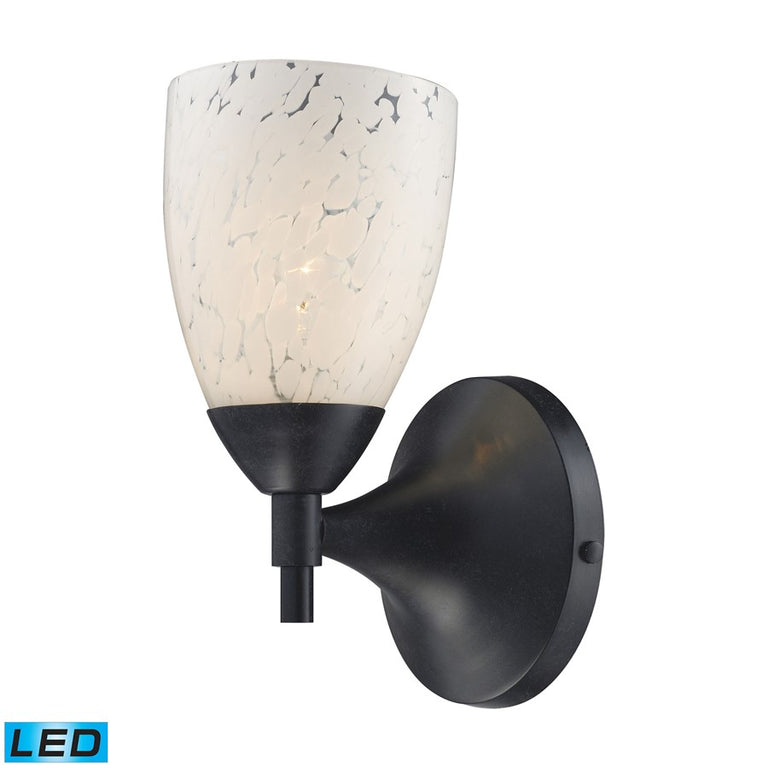 Elk Lighting Celina 1-Light Sconce, Dark Rust & Snow White Glass