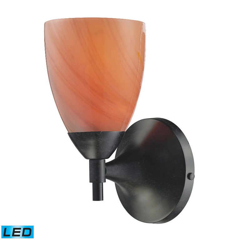 Elk Lighting Celina 1-Light Sconce in Dark Rust with Sandy Glass