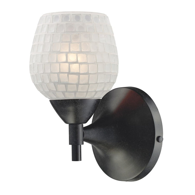 Elk Lighting Celina 1-Light Sconce in Dark Rust with White Glass