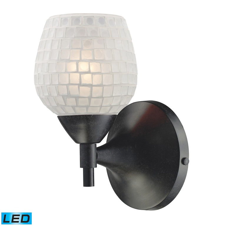 Elk Lighting Celina 1-Light Sconce in Dark Rust with White Glass