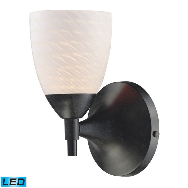 Elk Lighting Celina 1-Light Sconce Dark Rust w/ White Swirl Glass