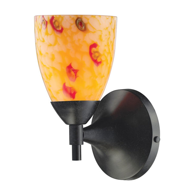 Elk Lighting Celina 1-Light Sconce in Dark Rust and Yellow Glass
