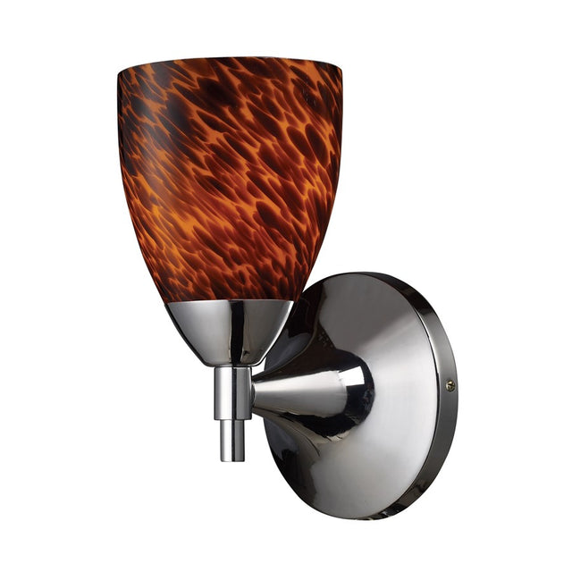 Elk Lighting Celina 1-Light Sconce Polished Chrome and Espresso Glass