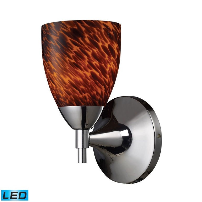 Elk Lighting Celina 1-Light Sconce Polished Chrome and Espresso Glass