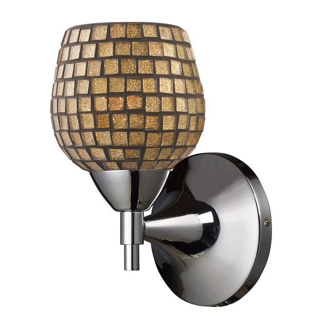 Elk Lighting Celina 1-Light Sconce, Polished Chrome & Gold Glass