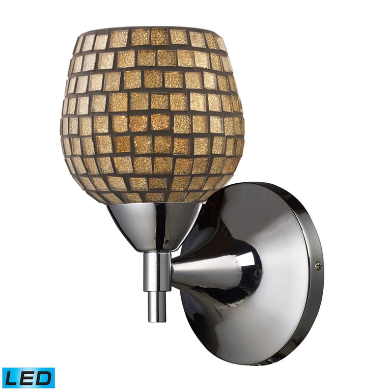 Elk Lighting Celina 1-Light Sconce, Polished Chrome & Gold Glass