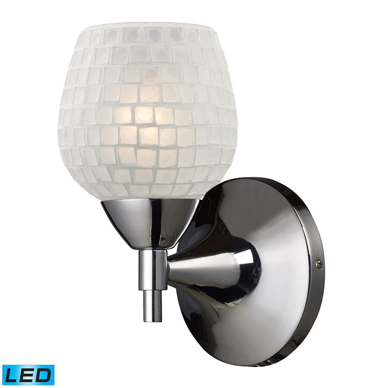 Elk Lighting Celina 1-Light Sconce Polished Chrome & White Glass
