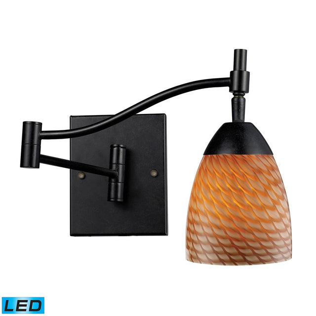 Elk Celina 1-Light Swingarm Sconce in Dark Rust and Coco Glass