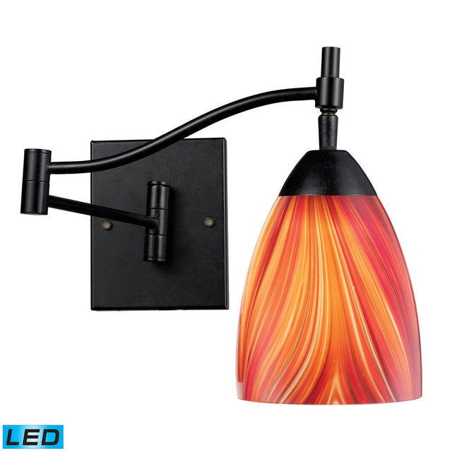 Elk Celina 1-Light Swingarm Sconce Dark Rust and Multi Glass