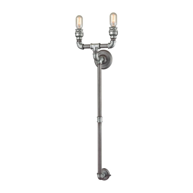 ELK Cast Iron Pipe 2 Light Wall Sconce in Weathered Zinc