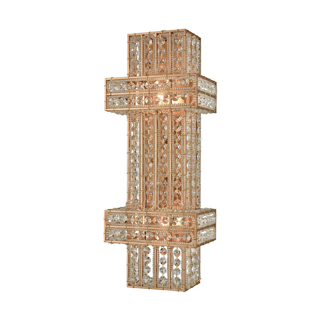 ELK Lighting Lexicon 2 Light Sconce, Matte Gold w/Clear Crystal x8x20"