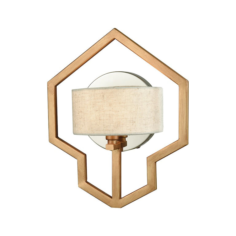 ELK Warrenton 1 Lt Sconce, Gold, Pol Nickel, Beige Linen Included