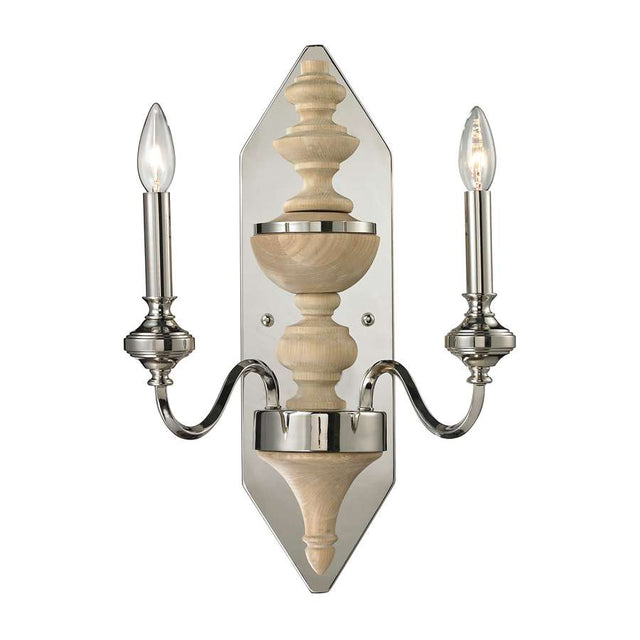 Elk Lighting Stratford Collection 2 Light Sconce in Polished Nickel