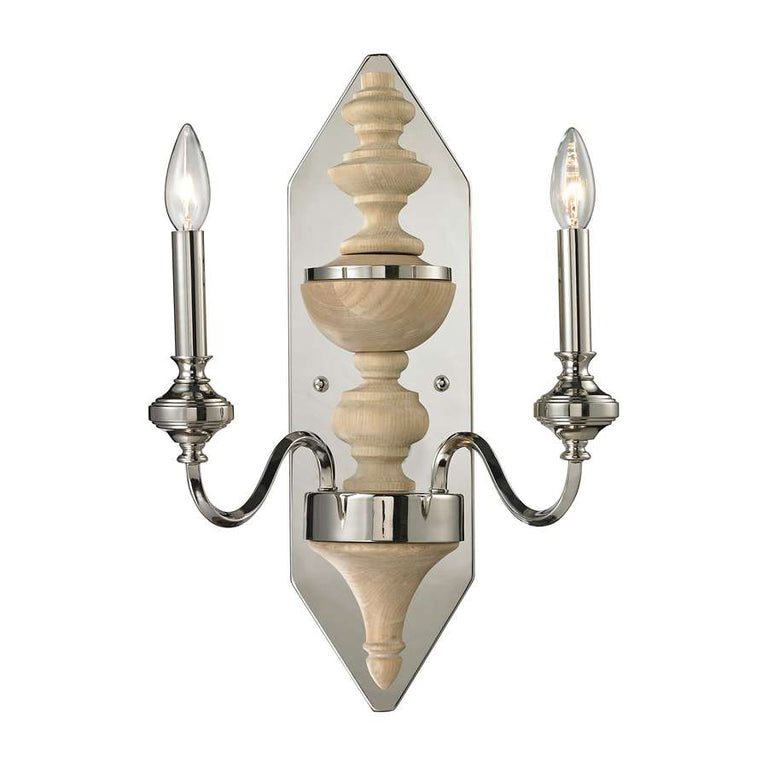 Elk Lighting Stratford Collection 2 Light Sconce in Polished Nickel