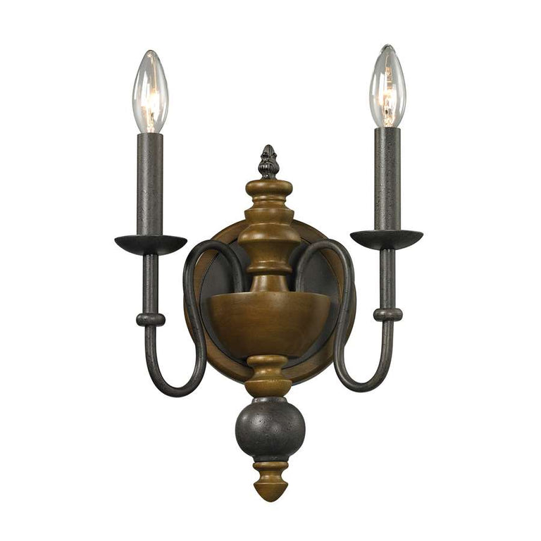 Elk Lighting French Country Collection 2 Light Sconce in Vintage Rust