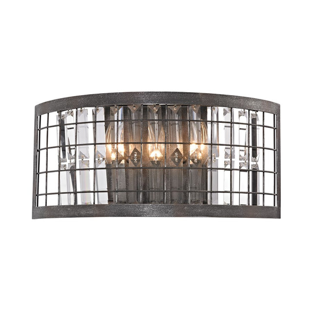 ELK Nadina 3 Light Wall Sconce in Silverdust Iron