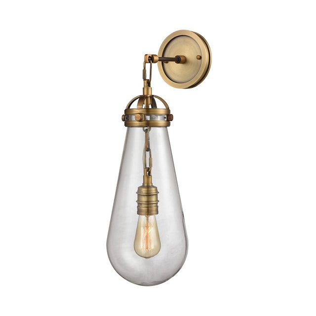 ELK Lighting Gramercy 1 Light Wall Sconce, Classic Brass w/Clear Glass