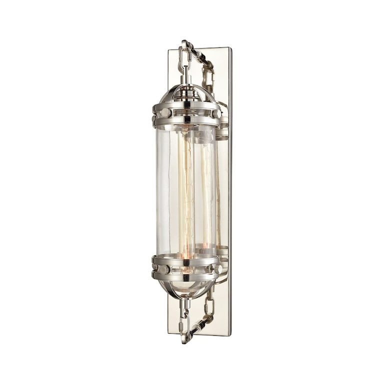 ELK Lighting Gramercy 1 Lt Wall Sconce, Polished Nickel, Clear Glass
