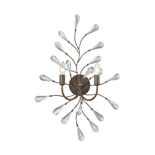ELK Lighting Crislett 2 Lt Wall Sconce, Sunglow Bronze, Clear Crystal