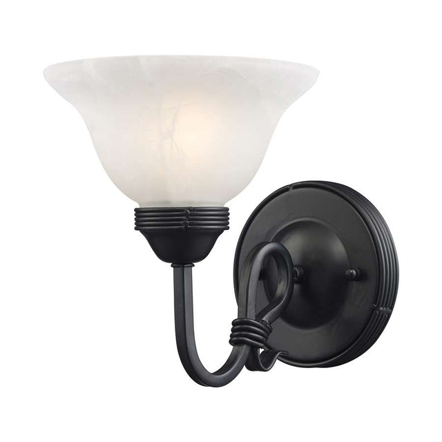 Elk Lighting Buckingham 1-Light Sconce in Matte Black with White Glass