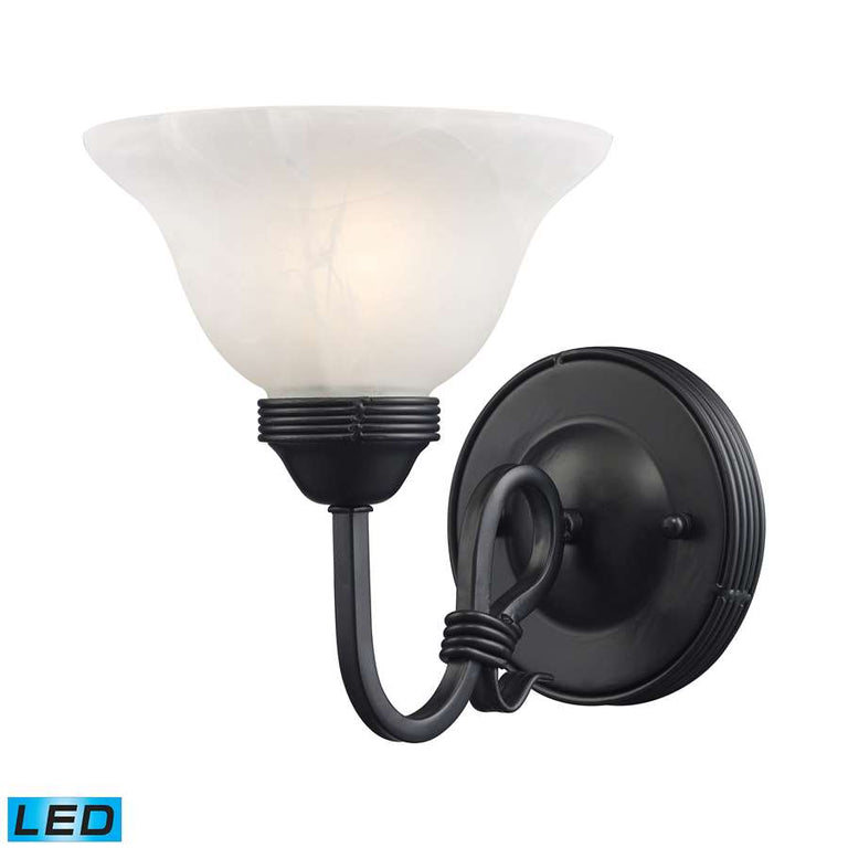 Elk Lighting Buckingham 1-Light Sconce in Matte Black with White Glass
