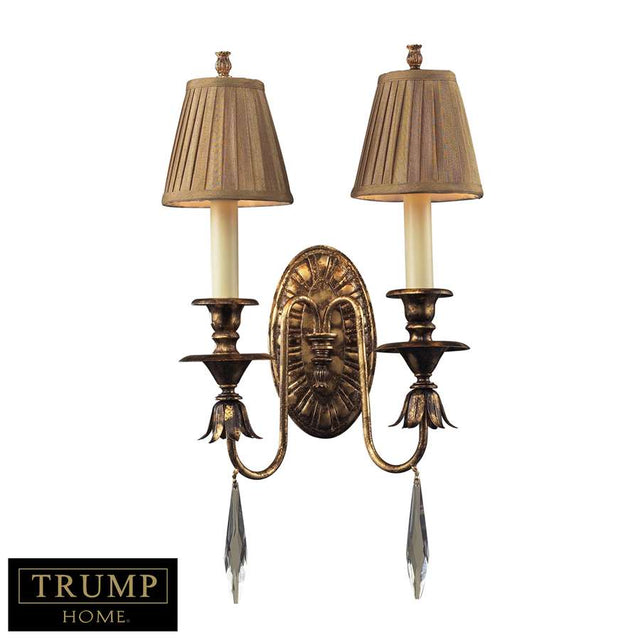 Elk Lighting Bedminster 2 Light Sconce in a Burnt Gold Leaf Finish
