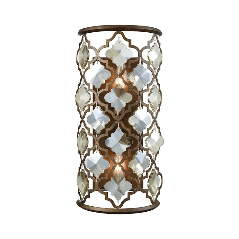 ELK Armand 2 Lt Wall Sconce, Wthrd Bronze, Champagne Plated Crystal
