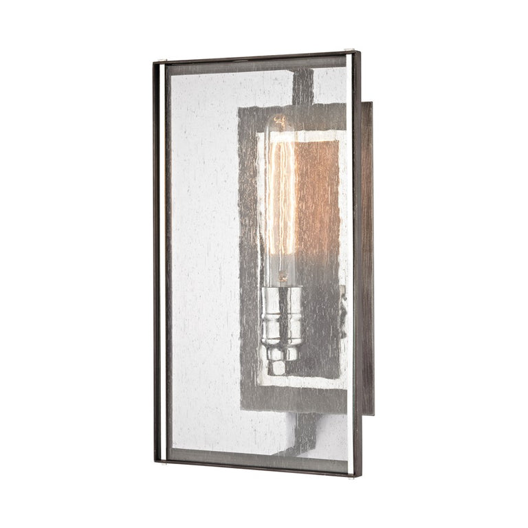 ELK Ridgeview 1 Light Wall Sconce in Weathered Zinc With Polished Nickel Accents