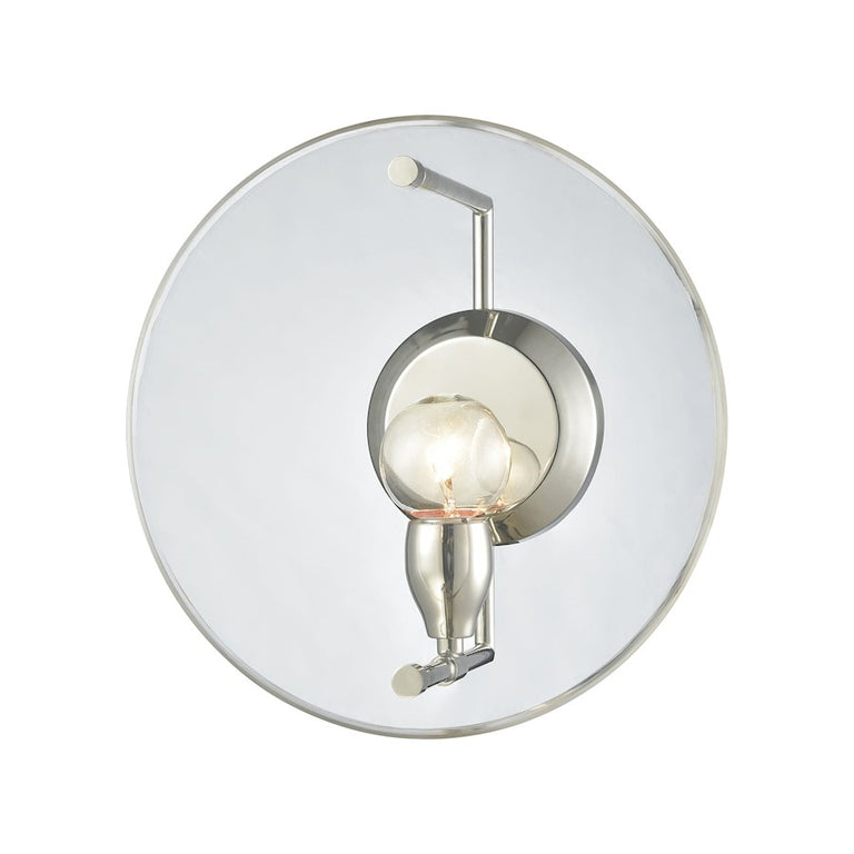 ELK Disco 1 Lt Wall Sconce, Polished Nickel, Clear Acrylic Panel