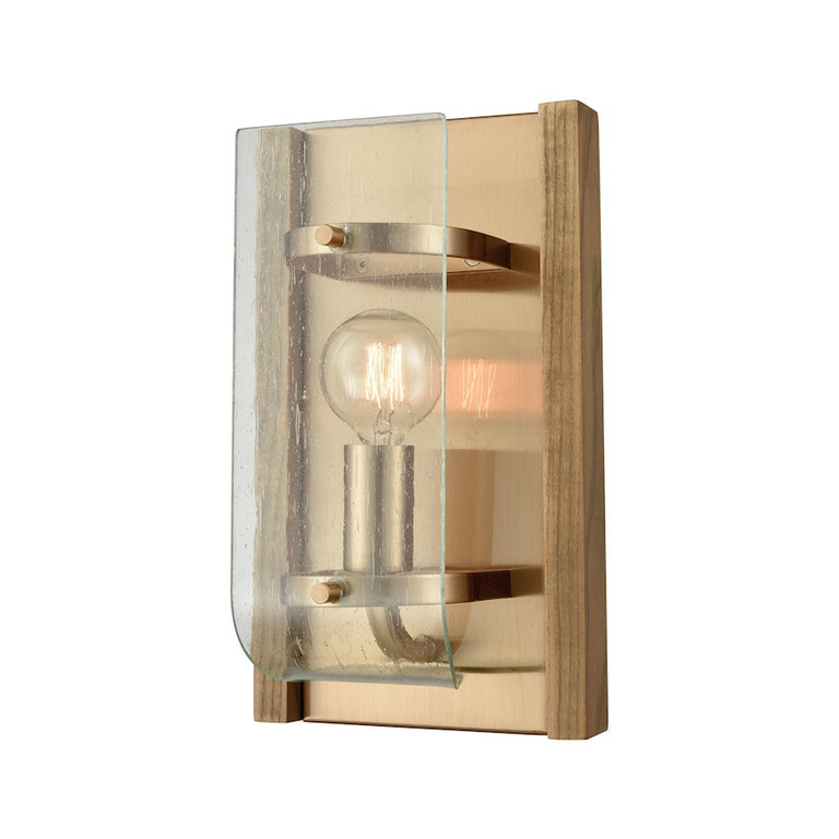 ELK Vindalia 1 Lt Wall Sconce, Satin Brass, Wood Slats, Curved