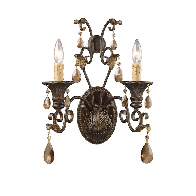 Elk Lighting Rochelle 2 Light Sconce with Amber Crystal