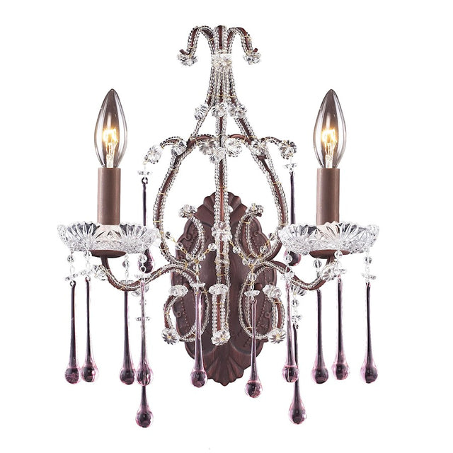 ELK Lighting Opulence 2 Light Wall Sconce, Rust, Rose Crystal