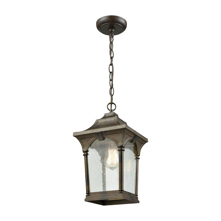 ELK Loringdale 1 Lt Outdoor Sconce, Hazelnut Brz, Clear Seedy 8x8x15
